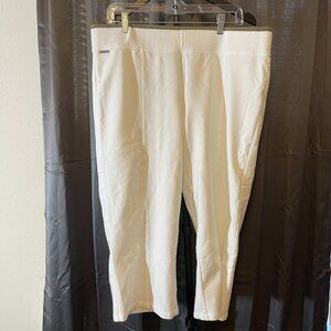 Lauren Active by Ralph Lauren - White Capris with Khaki stripe at waist Size XL